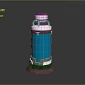 Cylindrical Industrial Equipment With Blue Transparent Section White Top Cover Handles And Silver Base
