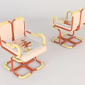Colorful Lounge Chairs with Red Yellow Frame Pink Seat and Cartoon Print