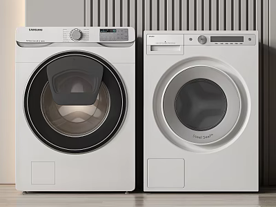 Modern Siemens And Eco Bubble Washing Machines With Control Panels And White Design 3d model
