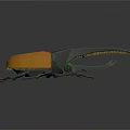 3D Beetle Model With Orange Body Green Eyes Long Mandibles And Gray Legs