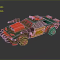 Decorative Ornament Set Featuring Armored Toy Car With Green Red Yellow Colors And Cannon