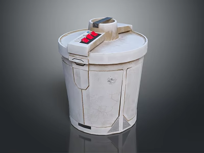 White Food Processor With Control Panel And Red Buttons Design 3d model