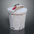 White Food Processor With Control Panel And Red Buttons Design