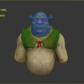 3D Monster Character With Green Skin Small Horns Brown Vest Round Body And Funny Expression