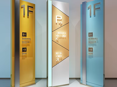 Directional Indoor Signage With 1F Floor Indicators Parking Elevator And Fire Exit 3d model