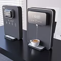 Modern Black Coffee Machines As Kitchen Appliances With Digital Display And Coffee Brewing