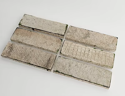 Vintage Textured Brick Slabs With Natural Surface And Rectangular Design 3d model
