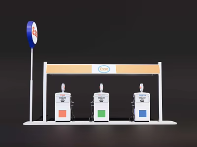 gas station tanker simple gas station 3d model