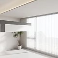 Modern White Ceiling Design In Bright Interior With Large Windows And Blinds