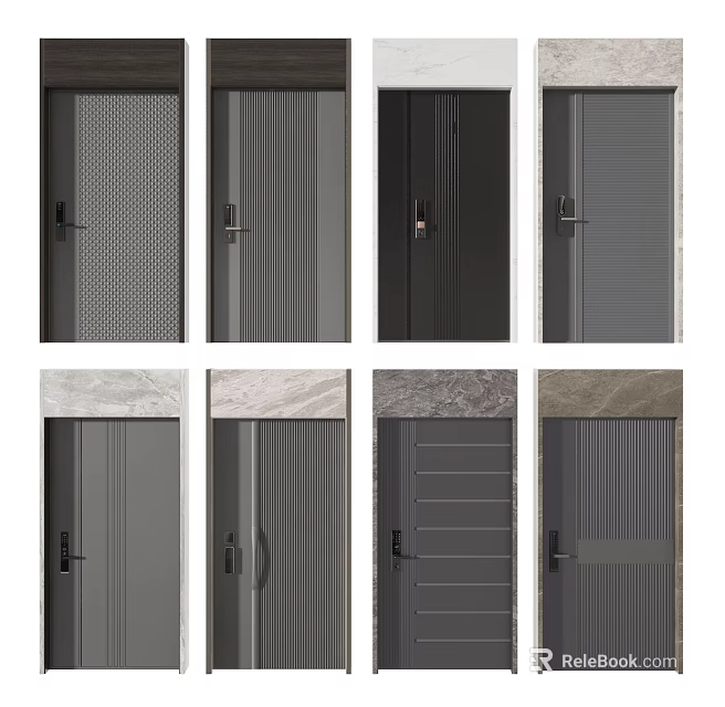 Modern Security Doors With Various Designs And Different Textures For Home Safety 3d model
