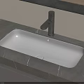 Modern Minimalist Built in Washbasin with Grey Marble Countertop and Black Faucet