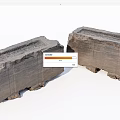 Rustic Stone Wood Carved Rectangular Blocks With Natural Texture And Decorative Grooves 3d model