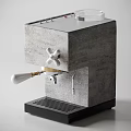 Concrete Kitchen Espresso Machine With White Knobs Gold Accents And Black Base 3d model