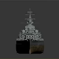 Detailed 3D Model of Battleship With Deck Turrets and Masts