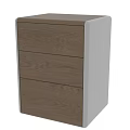 Modern Wooden Chest of Drawers with Three Drawers Natural Wood Grain and White Frame
