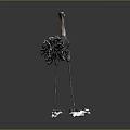 Ostrich Sculpture With Assorted Materials And Artistic Base Structure Design