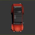 Red Retro Cartoon Car With Black Roof White Wheels And Rounded Design