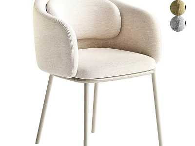 Beige Upholstered Accent Chair with Arched Armrests Slim Metal Legs and Multiple Color Choices 3d model