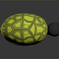 3D Rendered Turtle With Yellow Shell And Grid Pattern Black Head And Brown Body