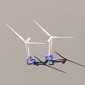 Decorative Windmill Models For Home With White Blades Orange Tips And Blue Bases 3d model