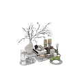 Chic Home Decor Items Featuring Vase Branches Candles Books Aromatherapy And Green Apples