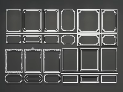 Decorative Linear Frame Designs With Various Shapes And Intricate Lines 3d model