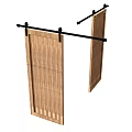 Modern Simple Wooden Sliding Doors With Black Frame For Interior Partition