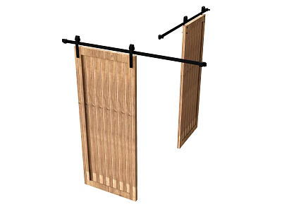 Modern Simple Wooden Sliding Doors With Black Frame For Interior Partition 3d model