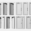 Modern Home Swing Doors Featuring Glass Panels And Different Open Styles 3d model