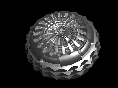 Silver Geometric Decorative Object with Radial Pattern Diamond Texture and Metallic Shiny Surface 3d model