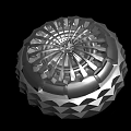 Silver Geometric Decorative Object with Radial Pattern Diamond Texture and Metallic Shiny Surface 3d model
