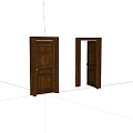 Wooden Swing Door With Carved Patterns In Open And Closed States