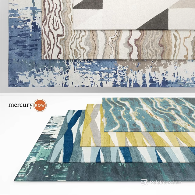 Stylish Square Rugs For Home Decor With Various Colorful Patterns And Modern Designs 3d model 