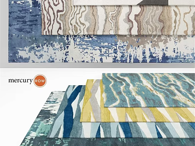 Stylish Square Rugs For Home Decor With Various Colorful Patterns And Modern Designs 3d model