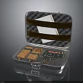 Open Metal Case Containing Electronic Components Circuit Boards Chips And Labels