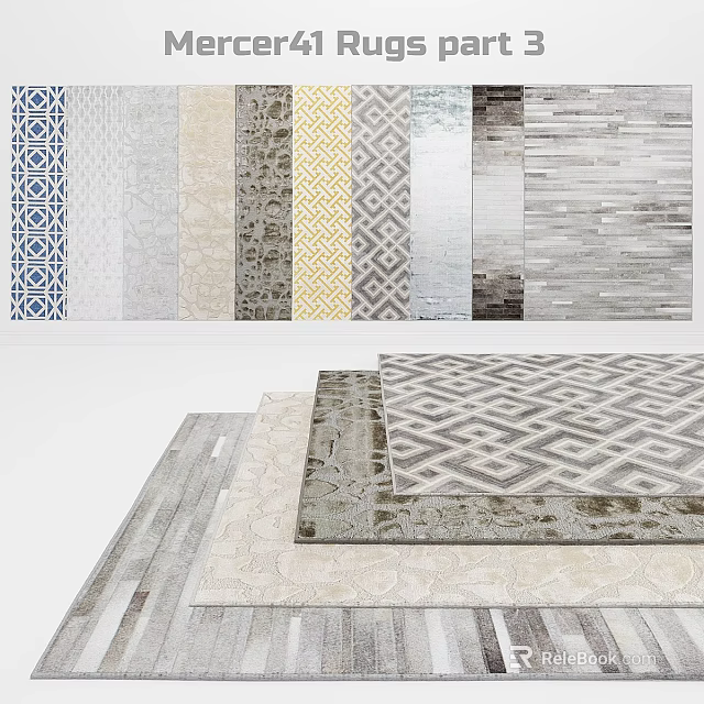 Square Rugs With Various Geometric Patterns And Neutral Tones For Home Decor 3d model