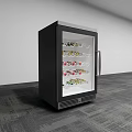 Black Glass Door Wine Refrigerator with Multiple Wine Bottle Racks in Modern Room