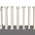 Cream Colored Roman Columns with Various Decorative Designs on Light Background 3d model