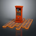 Wooden Cabinet with Glass Door and Drawer on Wooden Plank Platform with Books Inside