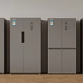 Multiple Gray Refrigerators Arranged Side by Side in Modern 3d model
