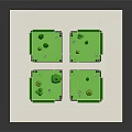 Cartoon Scene with Green Square Lawns Cartoon Trees Street Lamps and Small Animals in 3D