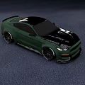 Green Sporty Muscle Car With Black Roof And Alloy Wheels Exterior Design