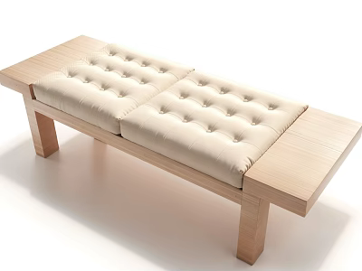Modern Wooden Frame Sofa Bench With Tufted Padded Seat And Simple Design 3d model