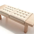 Modern Wooden Frame Sofa Bench With Tufted Padded Seat And Simple Design