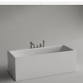 Modern Round Freestanding And Rectangular Built in Bathtubs With Chrome Faucets 3d model