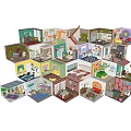 Cartoon Style Multi Level House Scene With Colorful Rooms Furniture And Playful Elements