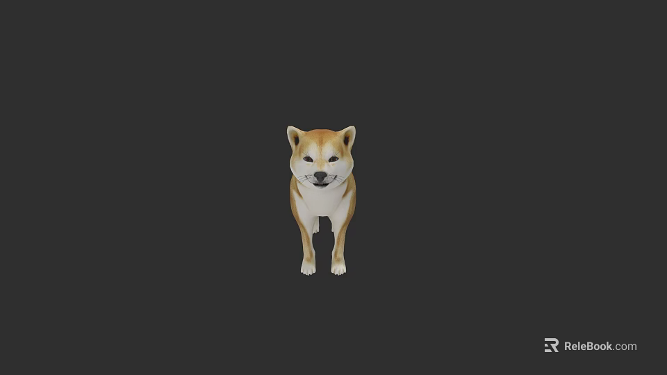 Other Cute Shiba Inu Dog Standing Isolated On Black Background 3d model 