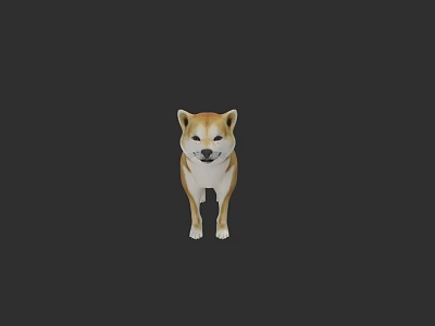 Other Cute Shiba Inu Dog Standing Isolated On Black Background 3d model