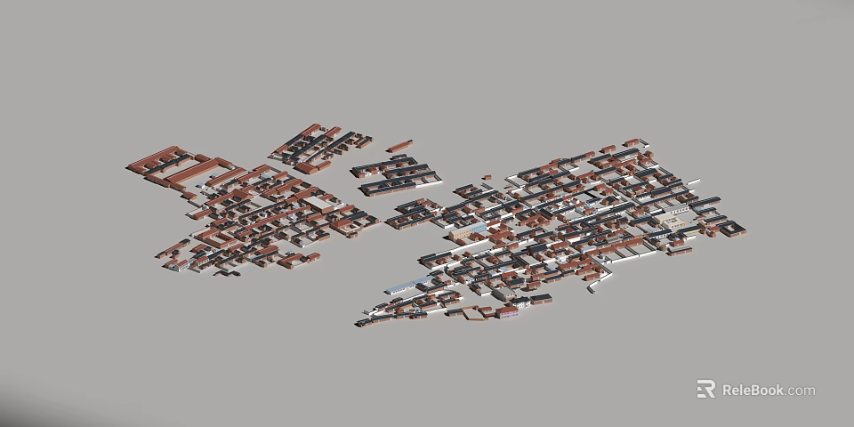 Scattered Electronic Components Collection With Brown Black White Parts In Random Arrangement 3d model 