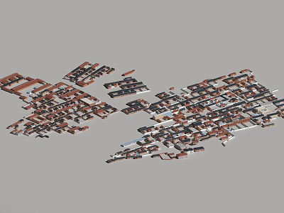 Scattered Electronic Components Collection With Brown Black White Parts In Random Arrangement 3d model